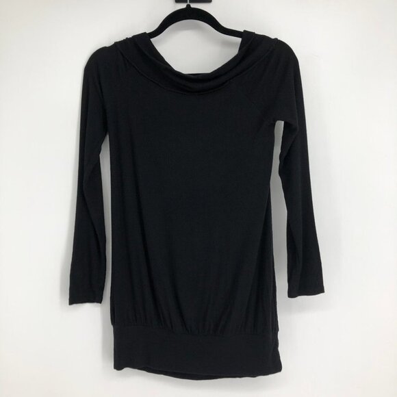 Cherish Black Fun and flirty ribbed cross cross off-the-shoulder tunic size S - Picture 4 of 16